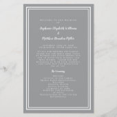 Gray White Wedding Script Budget Ceremony Program (Voorkant)