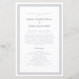 Gray & White Wedding Script Chic Ceremony Program