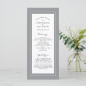 Gray & White Wedding Service Ceremony Elegant Programmakaart (Staand voorkant)