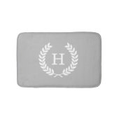 Gray White Wheat Laurel Wreated Initiaal Monogram Badmat (Voorkant)