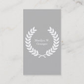 Gray White Wheat Laurel Wreated Initiaal Monogram Visitekaartje (Achterkant)