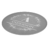 Gray White Wreated Family Name Monogram Snijplank (Hoek)