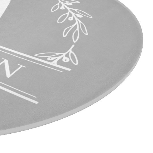 Gray White Wreated Family Name Monogram Snijplank (Hoek)