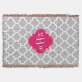 Gray WhMarokkaans #5 Raspberry 3 Initiaal Monogram Deken (Voorkant)