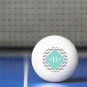 Gray Wht Chevron Aqua Quatrefoil 3 Monogram Pingpongbal (Net)