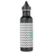 Gray Wht Chevron Aqua Quatrefoil Monogram Waterfles (Links)