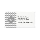 Gray Wht Chevron Dk Gray Quatrefoil 3 Monogram Etiket (Voorkant)