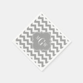 Gray Wht Chevron Dk Gray Quatrefoil 3 Monogram Servetten (Hoek)
