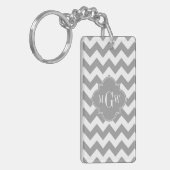 Gray Wht Chevron Dk Gray Quatrefoil 3 Monogram Sleutelhanger (Voorkant Links)