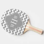 Gray Wht Chevron Dk Gray Quatrefoil 3 Monogram Tafeltennisbatje (Zijkant)