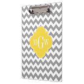 Gray Wht Chevron Pineapple Quatrefoil 3 Monogram Klembord (Links)