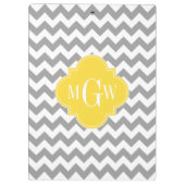 Gray Wht Chevron Pineapple Quatrefoil 3 Monogram Klembord (Achterkant)