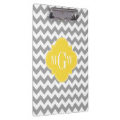 Gray Wht Chevron Pineapple Quatrefoil 3 Monogram Klembord (Rechts)