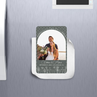 Gray Wildflower Bohemian Arch Wedding Magneet