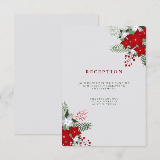 Gray Winter Holiday Mason Jar Weddenschappen Recep Informatiekaartje (Voorkant / Achterkant)