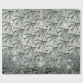 Gray Winter Spruce Tree Branch onder gouden sneeuw Cadeaupapier (Vlak)
