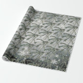 Gray Winter Spruce Tree Branch onder gouden sneeuw Cadeaupapier (Uitgerold)