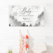Gray Winter Wonderland Baby shower Spandoek (Insitu)
