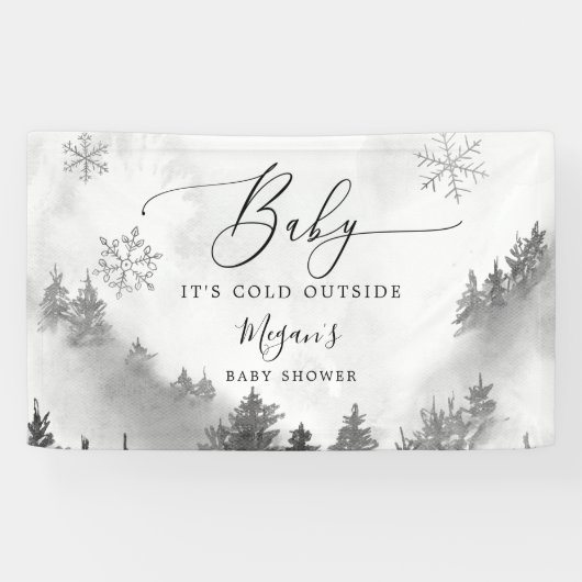 Gray Winter Wonderland Baby shower Spandoek (Horizontaal)