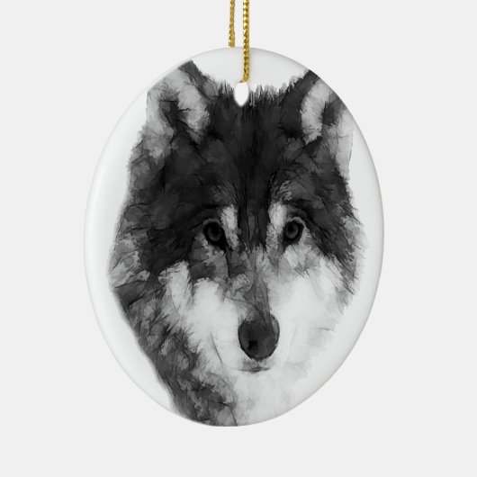 Gray Wolf aantrekkelijk Keramisch Ornament (Rechts)