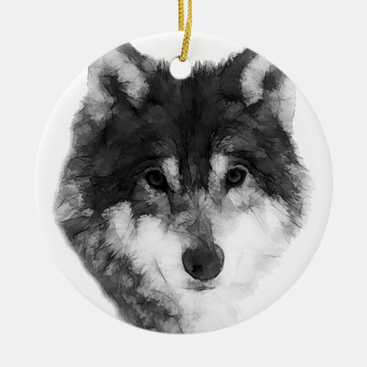 Gray Wolf aantrekkelijk Keramisch Ornament (Voorkant)