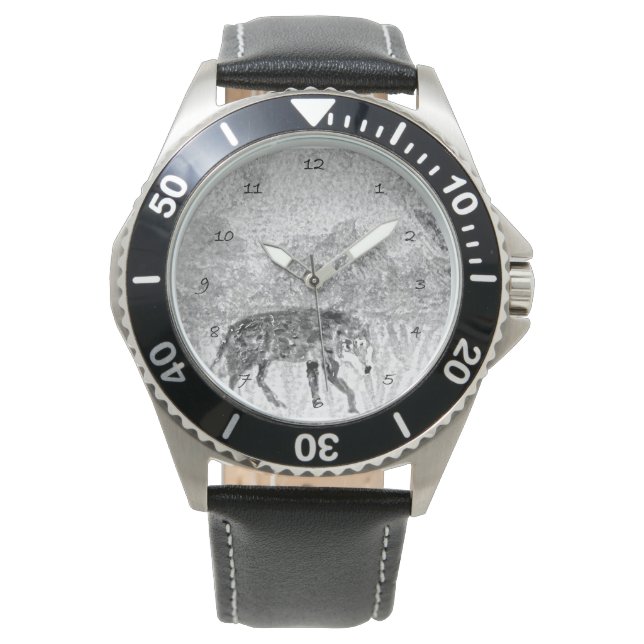 Gray Wolf Animal Art Horloge (Voorkant)