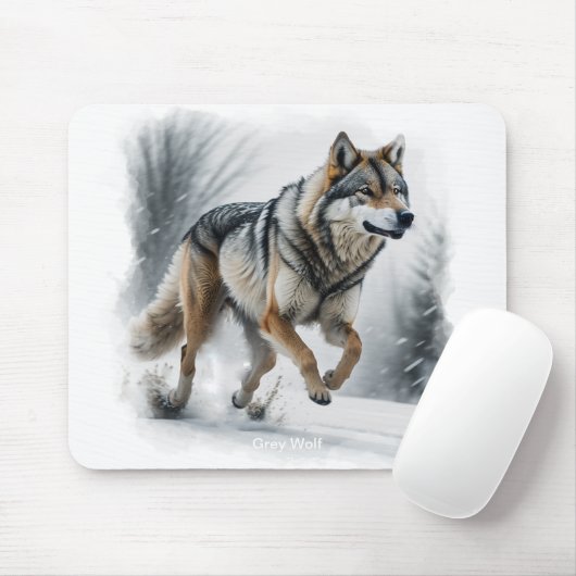Gray Wolf Animal Art Muismat (Met muis)