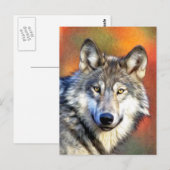 Gray Wolf Art schilderen Briefkaart (Voorkant / Achterkant)
