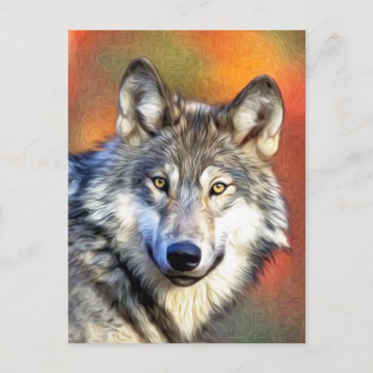 Gray Wolf Art schilderen Briefkaart (Voorkant)
