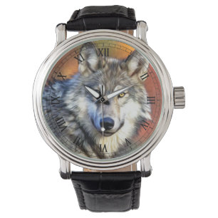 Gray Wolf Art schilderen Horloge
