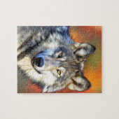 Gray Wolf Art schilderen Legpuzzel (Horizontaal)
