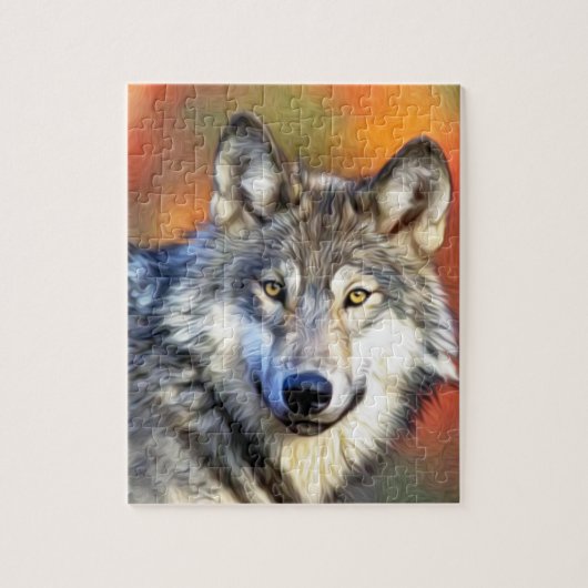 Gray Wolf Art schilderen Legpuzzel (Verticaal)