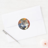 Gray Wolf Art schilderen Ronde Sticker (Envelop)