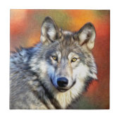 Gray Wolf Art schilderen Tegeltje (Voorkant)