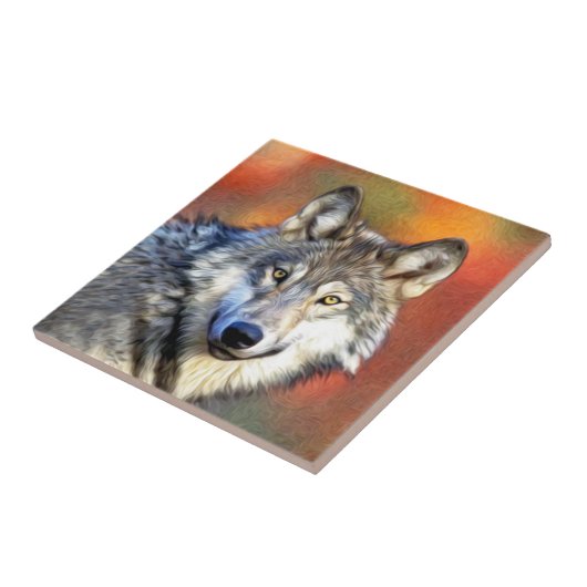 Gray Wolf Art schilderen Tegeltje (Zijkant)