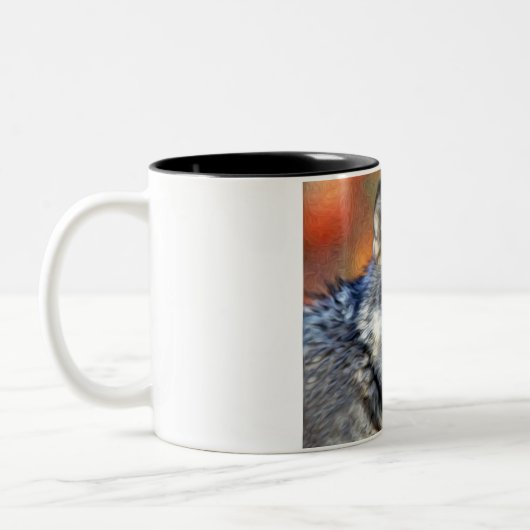 Gray Wolf Art schilderen Tweekleurige Koffiemok (Links)
