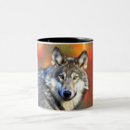 Gray Wolf Art schilderen Tweekleurige Koffiemok