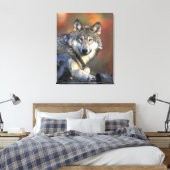 Gray Wolf Autumn Canvas Afdrukken (Insitu (Slaapkamer))