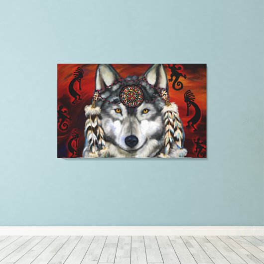 Gray Wolf Canvas Afdruk (Insitu (Houten vloer))