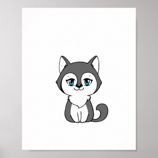 Gray Wolf Chibi Style Poster (Voorkant)