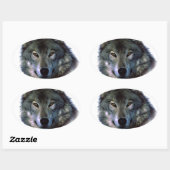 Gray Wolf Eyes Ovale Sticker (Vel)