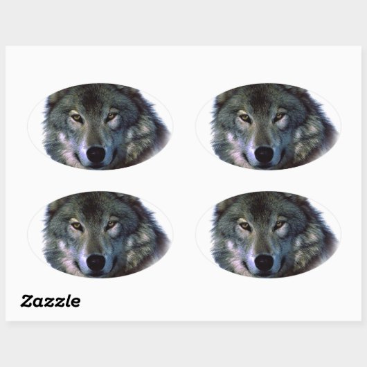 Gray Wolf Eyes Ovale Sticker (Vel)