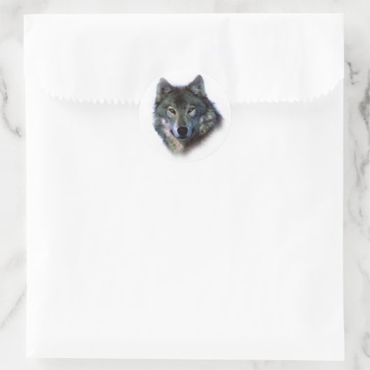 Gray Wolf Eyes Ronde Sticker (Tas)