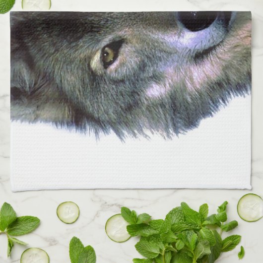 Gray Wolf Eyes Theedoek (Gevouwen)