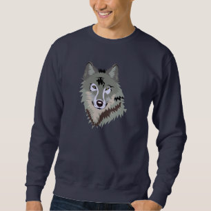 Gray Wolf Face Drawing Trui