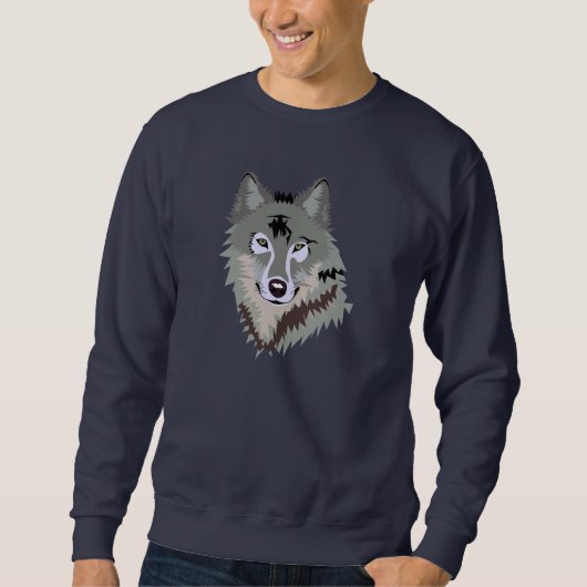Gray Wolf Face Drawing Trui (Voorkant)