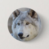 Gray Wolf Face Ronde Button 5,7 Cm (Voorkant)