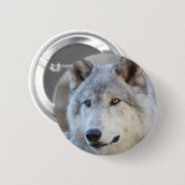 Gray Wolf Face Ronde Button 5,7 Cm (Voorkant /achterkant)