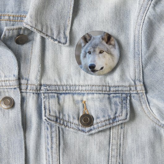 Gray Wolf Face Ronde Button 5,7 Cm (In situ)