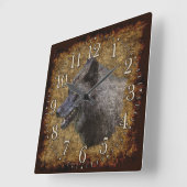 Gray Wolf Face Wildlife-Supporter Art Clock Vierkante Klok (Hoek)